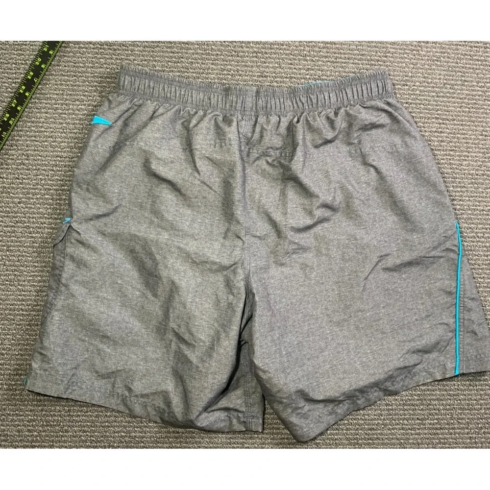 Speedo Mens Swim Trunks Gray Blue Embroidered Logo Cargo Pocket Size XL